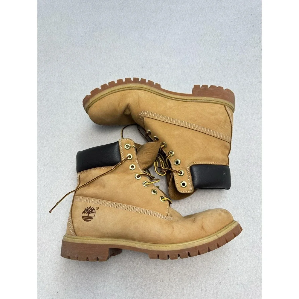 Timberland Boots Mens Size 10 Wheat Nubuck Leather 6 Inch Work Waterproof 10061